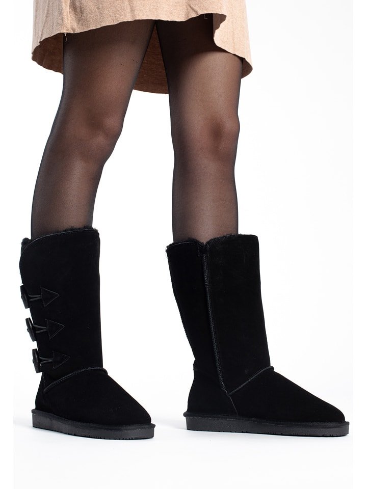 Gooce Skórzane kozaki zimowe "Cornice" w kolorze czarnym rozmiar: 39