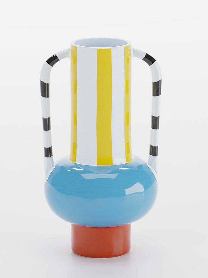 Potiron Paris Wazon "Cassis" w kolorze błękitno-żółtym - 28 x Ø 15 cm rozmiar: onesize