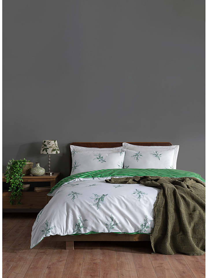 Elizabed Komplet pościeli renforcé w kolorze biało-zielonym rozmiar: 200x220 cm