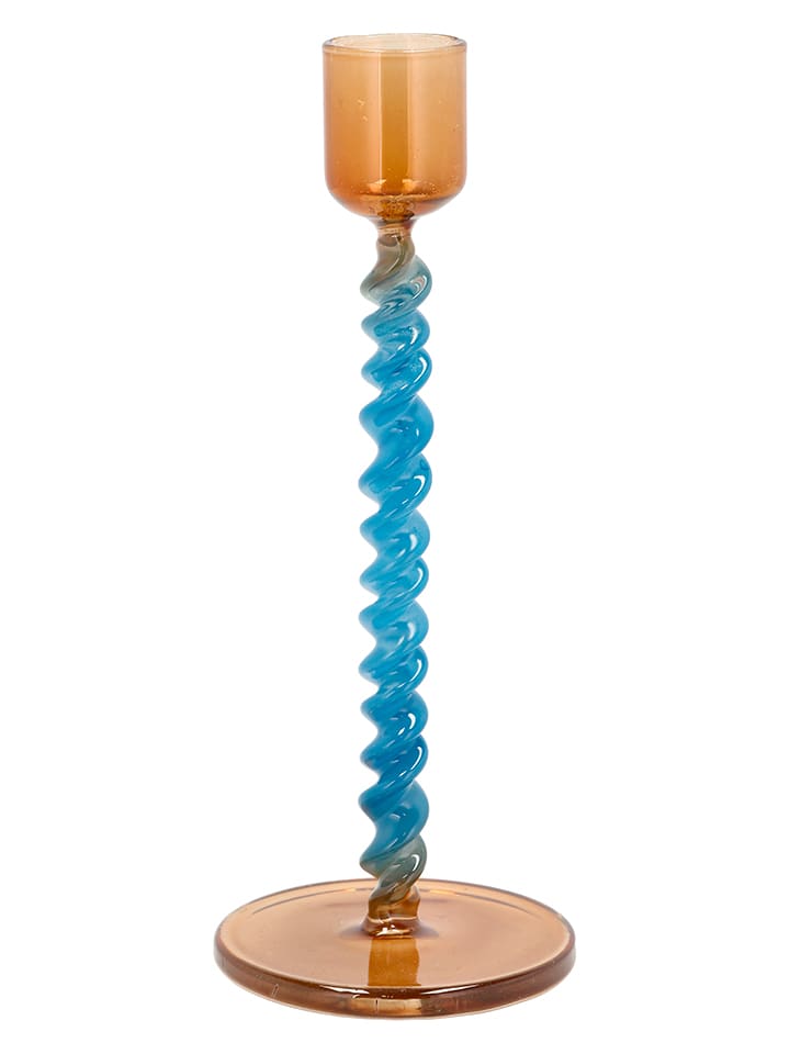 Villa Collection Świecznik "Vivid" w kolorze błękitno-pomarańczowym - 16,3 x Ø 7,4 cm rozmiar: onesize