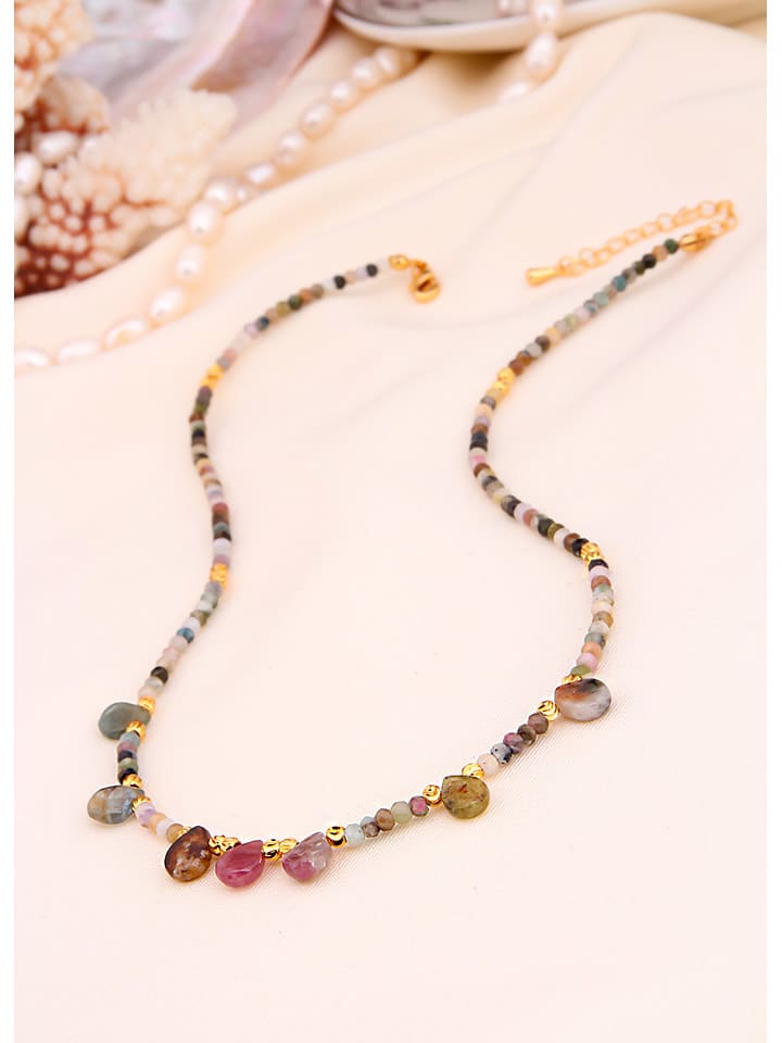 L'Atelier de Gaia Pozłacany naszyjnik z agatami - dł. 50 cm rozmiar: onesize