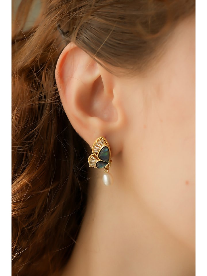 Pierres delicates Pozłacane kolczyki-wkrętki z labradorytami rozmiar: onesize