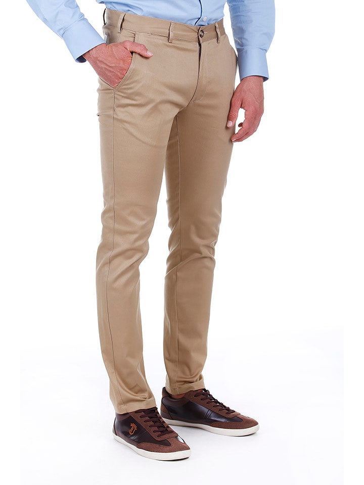 The Time of Bocha Spodnie chino w kolorze beżowym rozmiar: 52