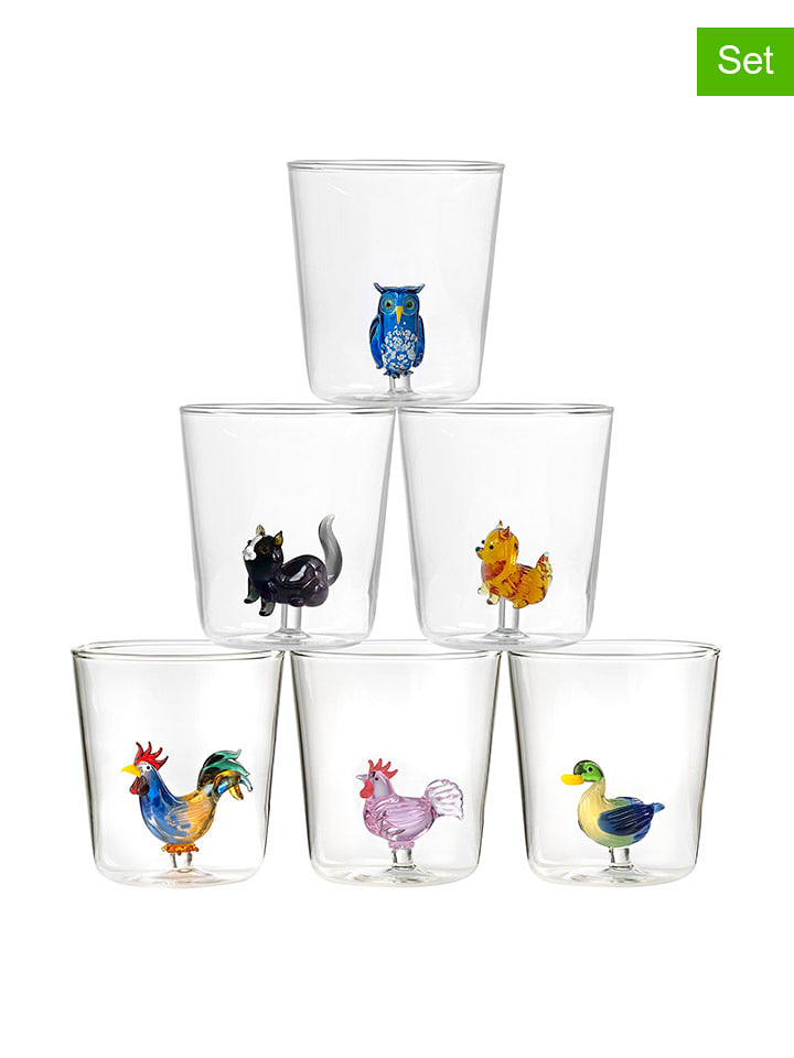 Onlylux Szklanki (6 szt.) "Pet Friends - Mix 1" ze wzorem - wys. 9,3 cm rozmiar: onesize