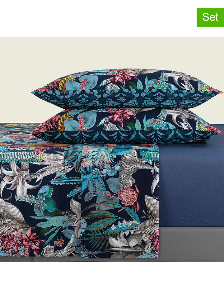 CXL by Christian Lacroix 4-częściowy zestaw satynowy w kolorze granatowym ze wzorem rozmiar: onesize