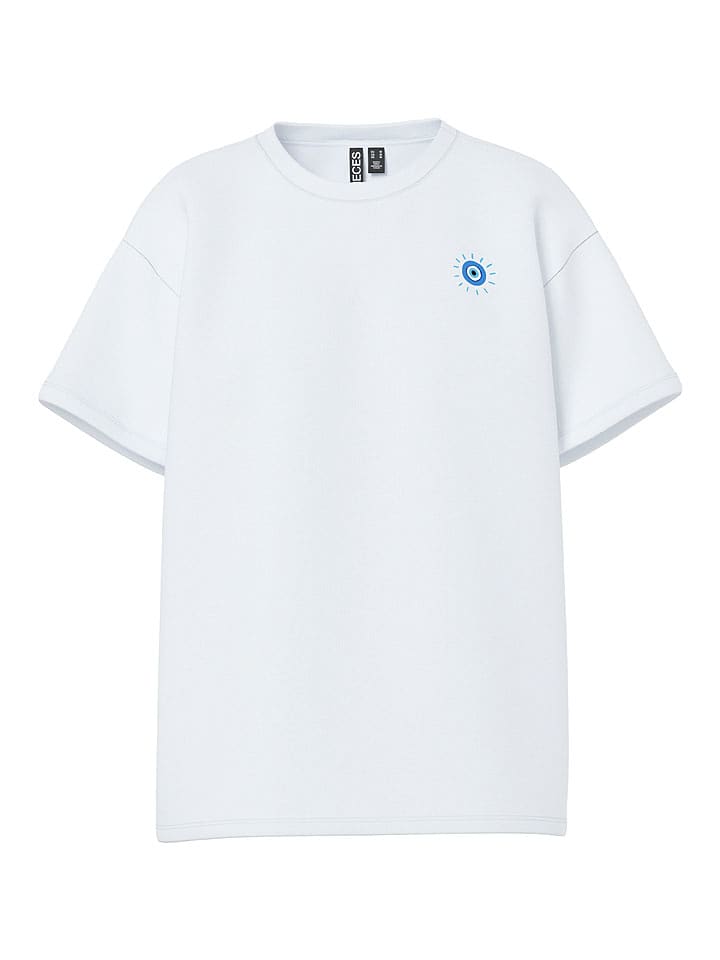 Pieces Koszulka "Alifi" w kolorze biało-jasnoróżowo-niebieskim rozmiar: XS