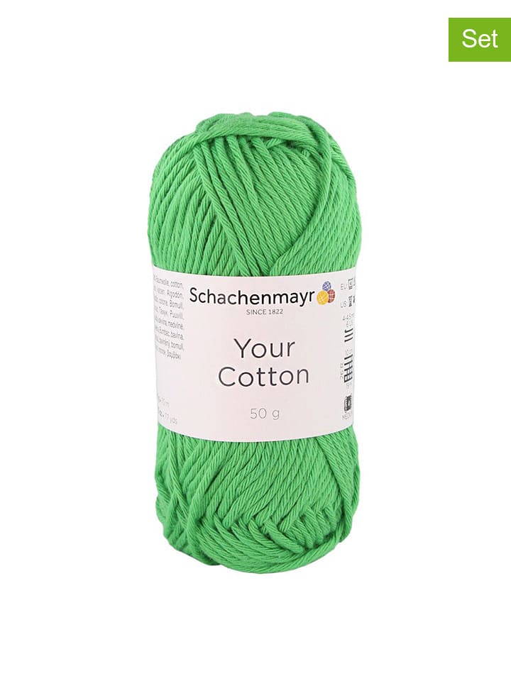 Schachenmayr since 1822 Przędza bawełniana (10 szt.) "Your Cotton" w kolorze zielonym - 10 x 50 g rozmiar: onesize
