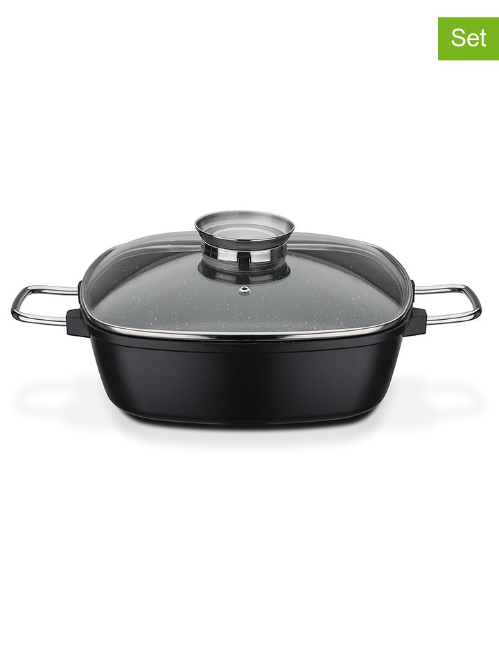 GSW 2-częściowy zestaw "Gourmet Granit" w kolorze czarnym - 28 x 28 cm rozmiar: onesize