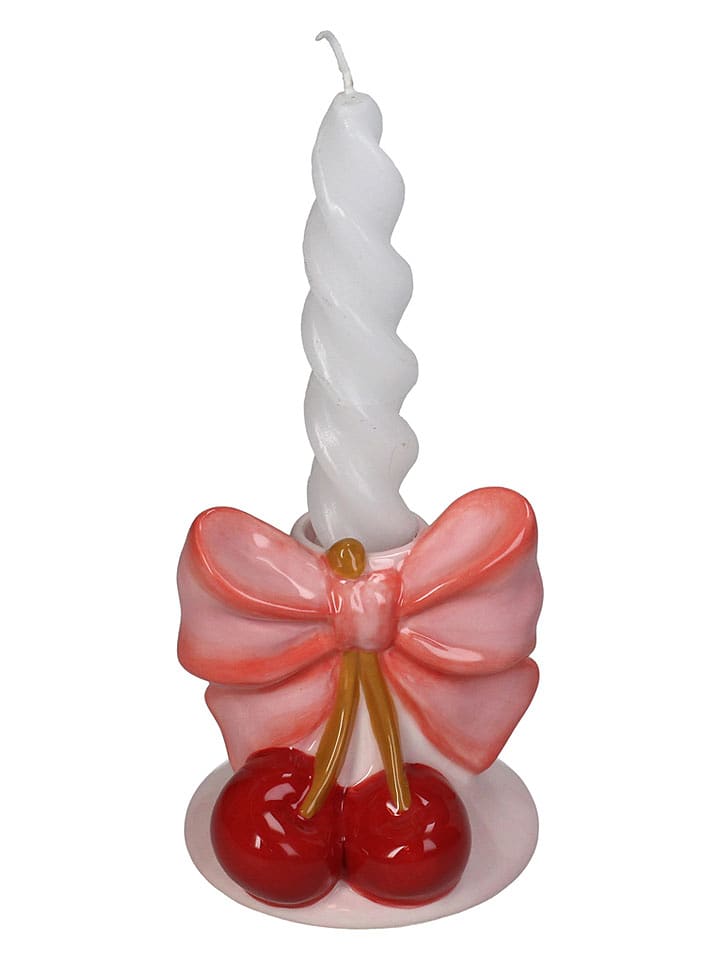 Kersten Świecznik "Bow" w kolorze jasnoróżowo-czerwonym - 9,3 x 9,2 x 8,8 cm rozmiar: onesize