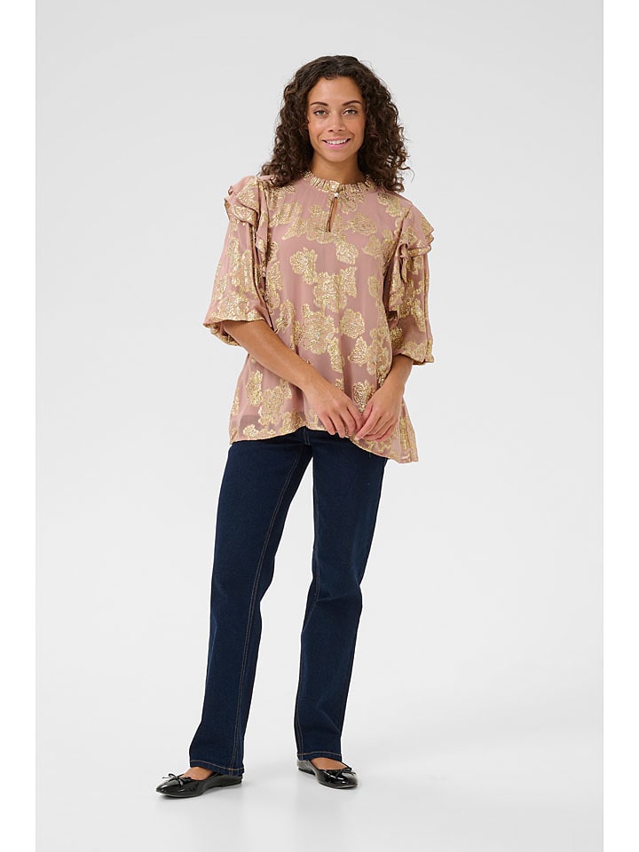 CULTURE Bluzka "Floi" w kolorze złoto-jasnoróżowym rozmiar: XL