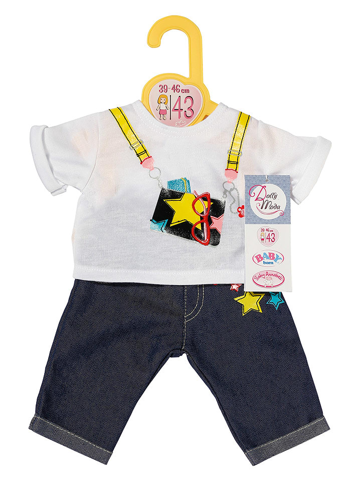 Dolly Moda Ubranko "Dolly Moda Jeans + Shirt" ze wzorem dla lalek - 3+ rozmiar: onesize