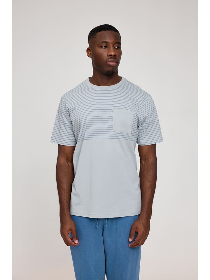 MAZINE Koszulka "Halfway Striped" w kolorze błękitno-szarym rozmiar: S