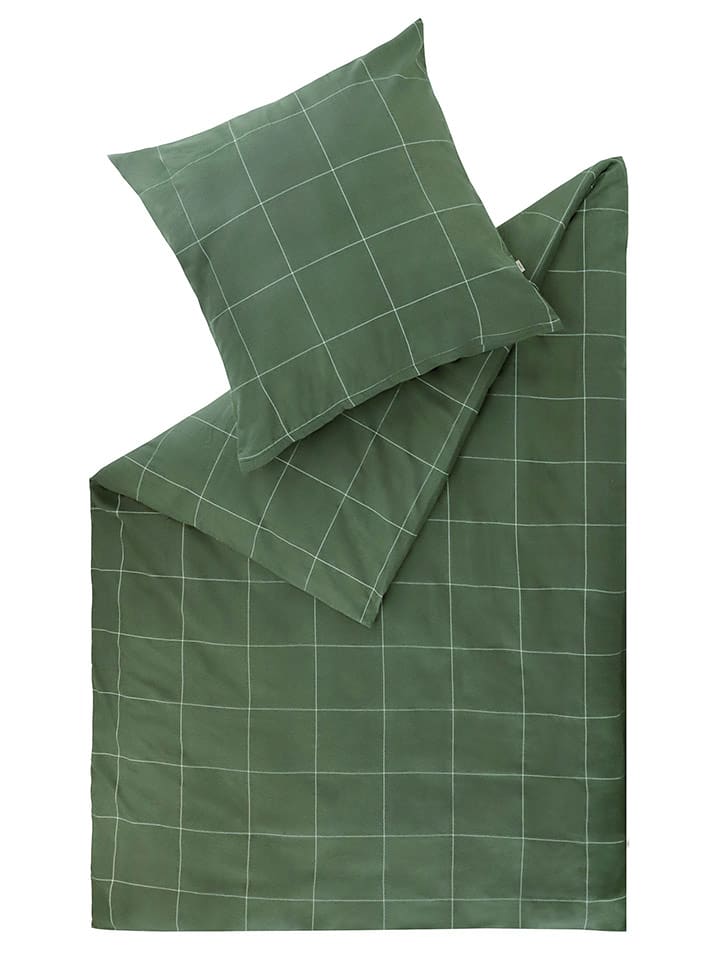 ESPRIT Komplet pościeli flanelowej "Check" w kolorze zielonym rozmiar: 135x200 cm
