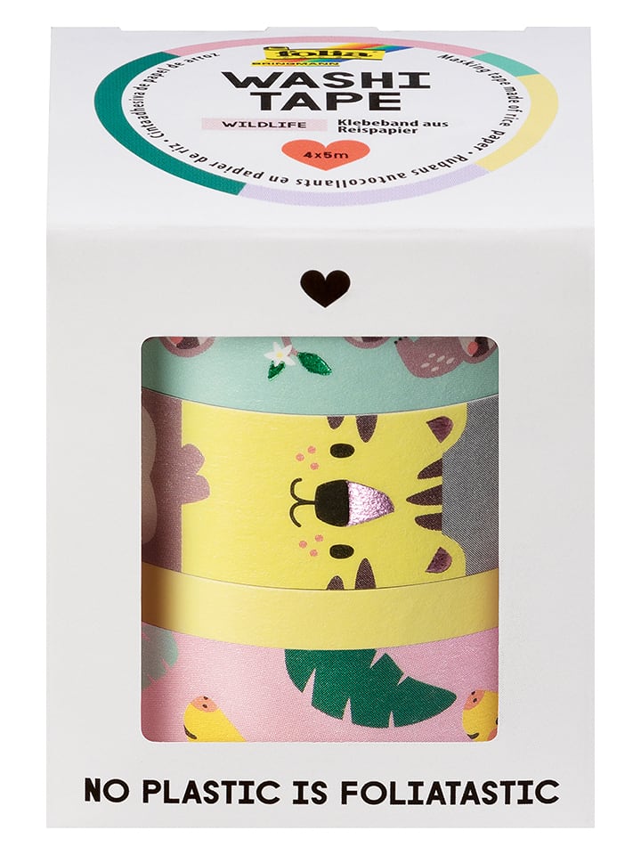 folia PAPER Taśmy washi "Wildlife" ze wzorem - 6+ rozmiar: onesize