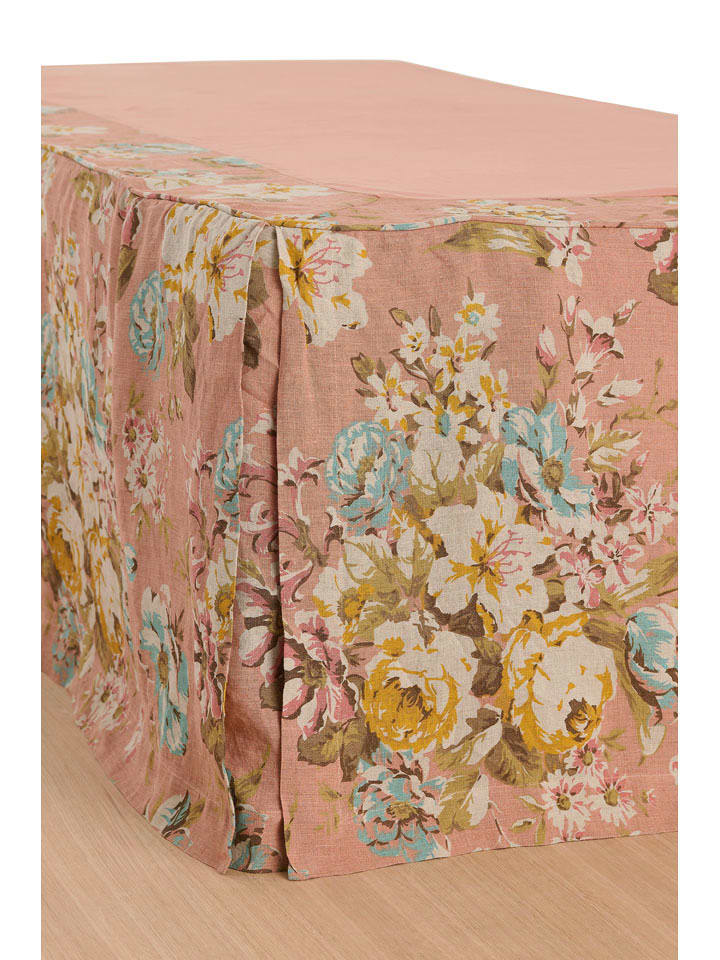 Ellos Home Lniana falbana "Candice" w kolorze jasnoróżowym na łóżko rozmiar: 180x200 cm