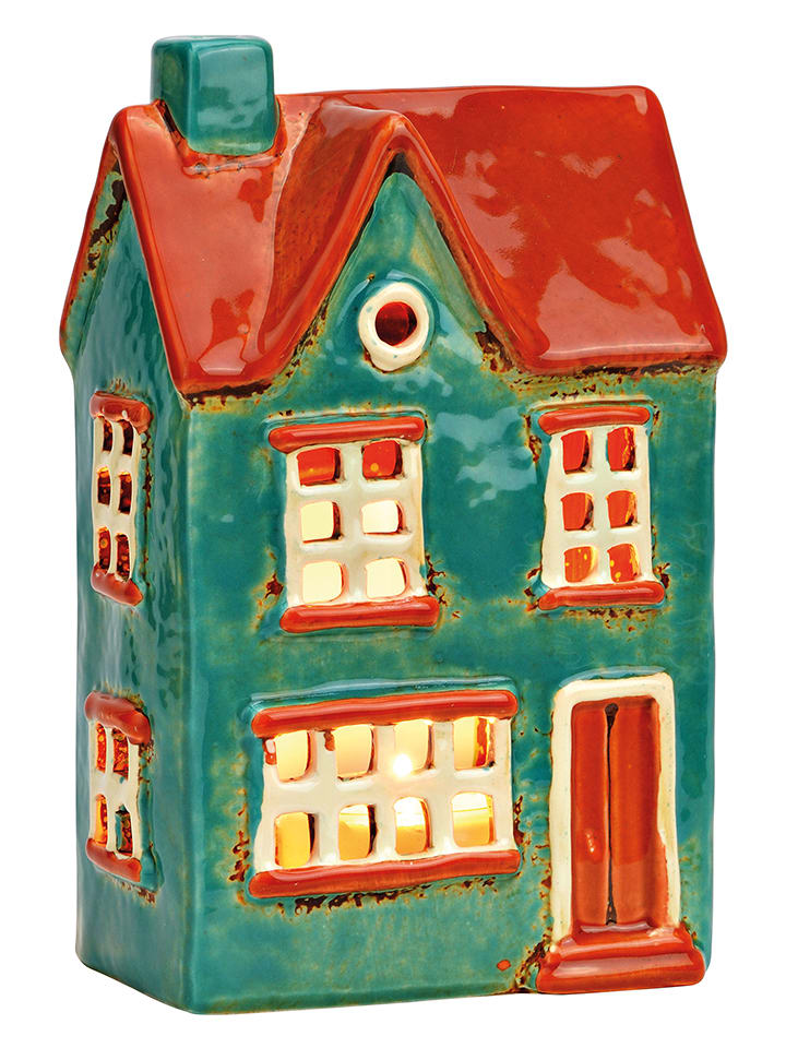 G. Wurm Świecznik "House" w kolorze zielono-czerwonym - 12 x 19 x 8 cm rozmiar: onesize