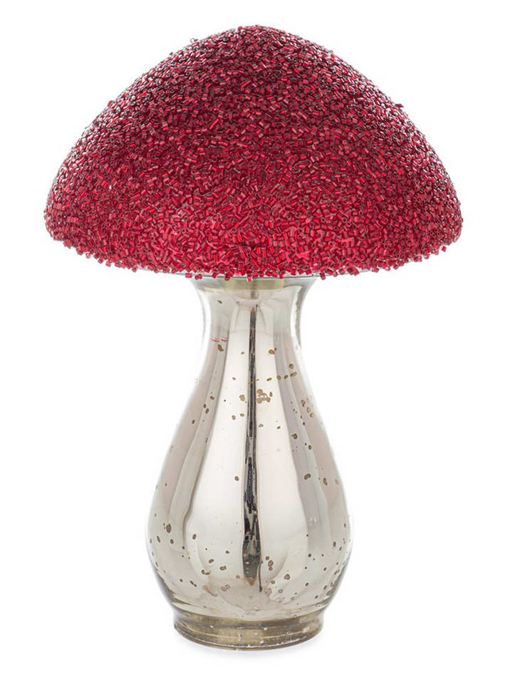 Bizzotto Figurka dekoracyjna "Mushroom" w kolorze srebrno-czerwonym - wys. 19 cm rozmiar: onesize