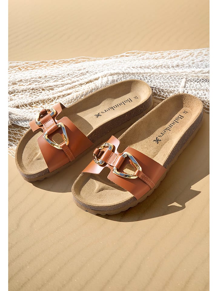 BABUNKERS Family Skórzane klapki w kolorze brązowym rozmiar: 39