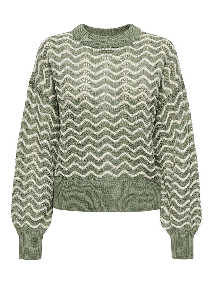 JDY Sweter "Rita" w kolorze zielono-kremowym rozmiar: XL