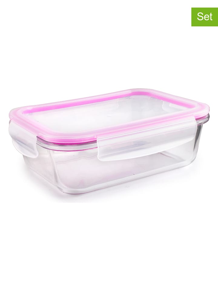 Ibili Pojemniki (3 szt.) "Basic" w kolorze różowym - 1,5 l rozmiar: onesize