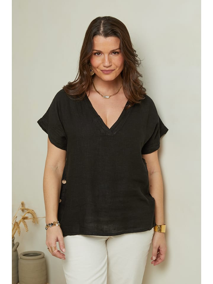 Curvy Lady Lniana koszulka w kolorze czarnym rozmiar: 48/50