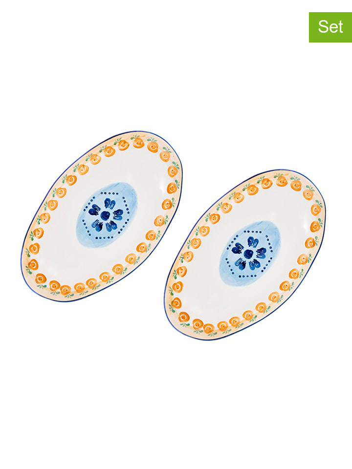 Björn Półmiski (2 szt.) w kolorze biało-niebiesko-pomarańczowym - 36,5 x 22 cm rozmiar: onesize