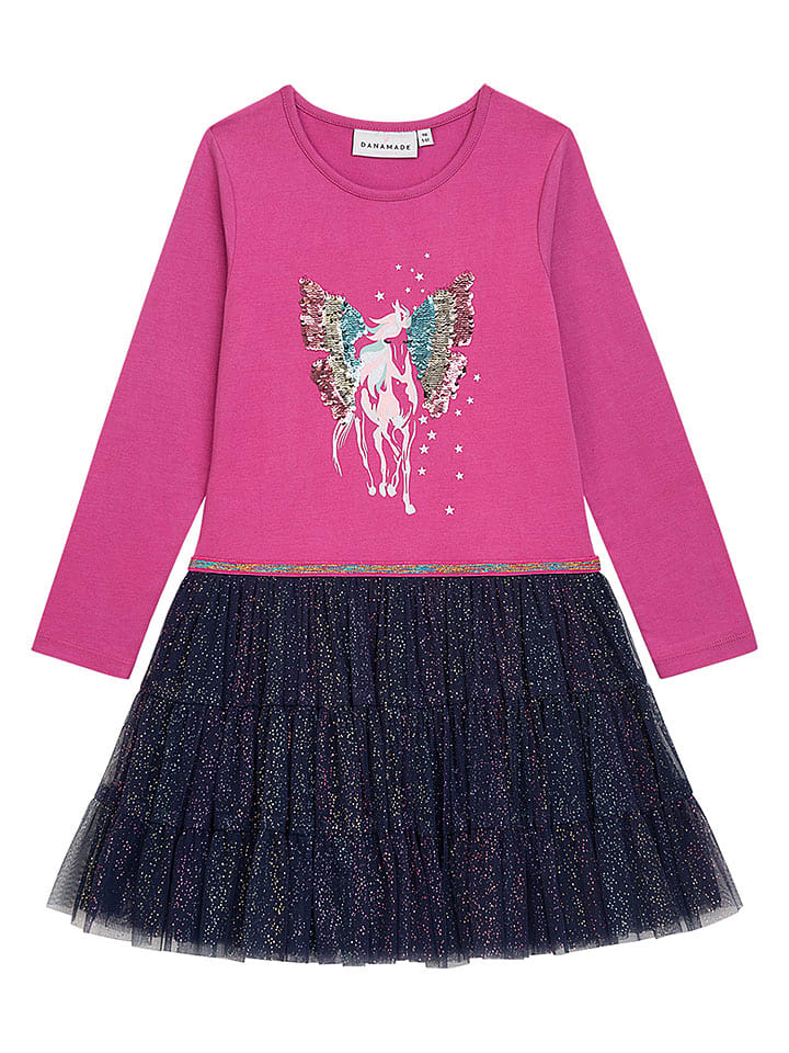 Danamade Sukienka "Lina" w kolorze różowo-granatowym rozmiar: 146