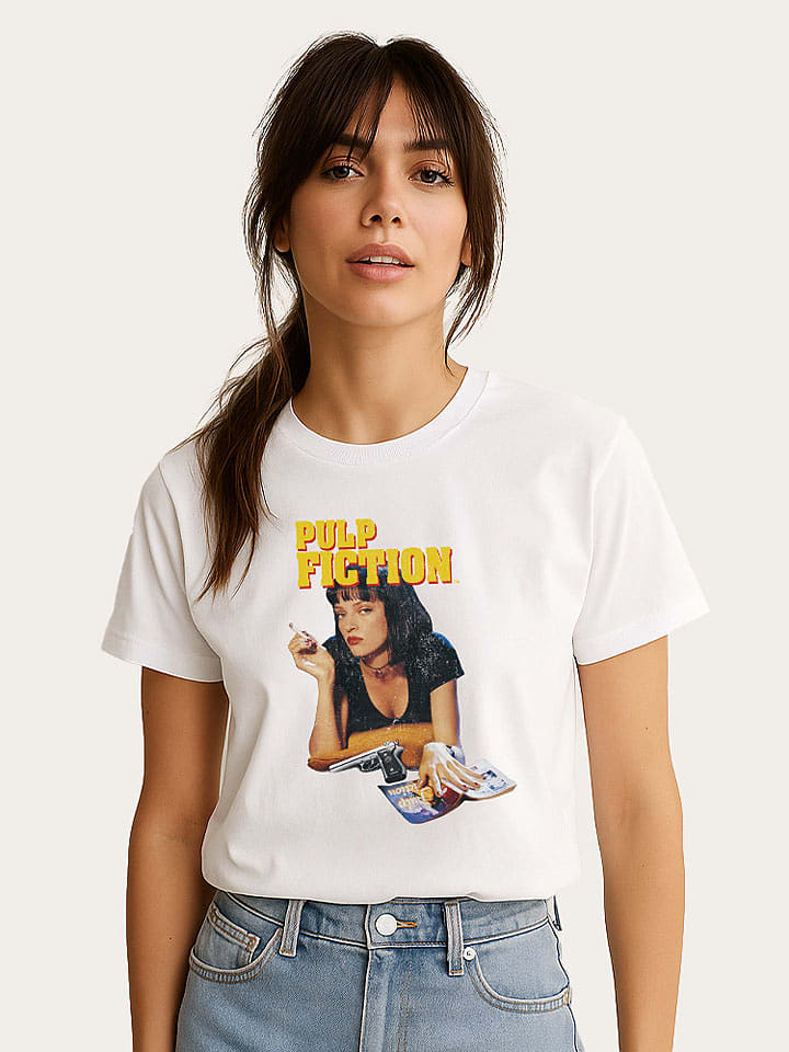 WOOOP Koszulka "Pulp Fiction Vintage Mia Wallace" w kolorze białym rozmiar: XXL