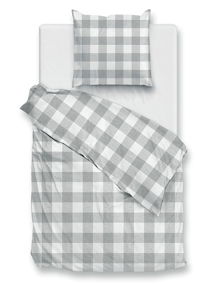 Zo!Home Komplet pościeli "Quattro di Lino" w kolorze biało-jasnoszarym rozmiar: 135x200 cm