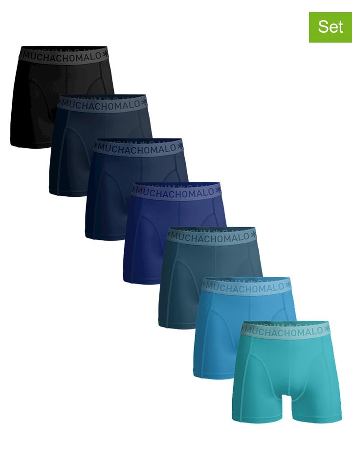 Muchachomalo Bokserki (7 par) w kolorze niebieskim, granatowym i czarnym rozmiar: L