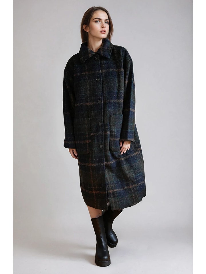 Monki Płaszcz przejściowy w kolorze granatowo-oliwkowym rozmiar: XXS