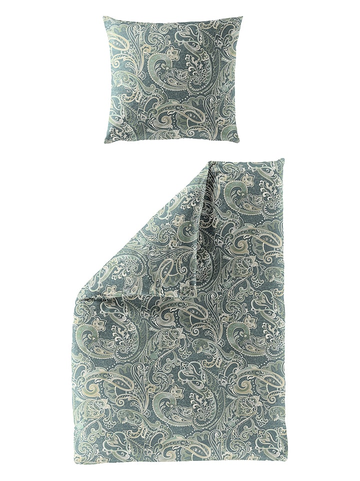 Bierbaum Komplet pościeli satynowej w kolorze zielonym rozmiar: 135x200 cm