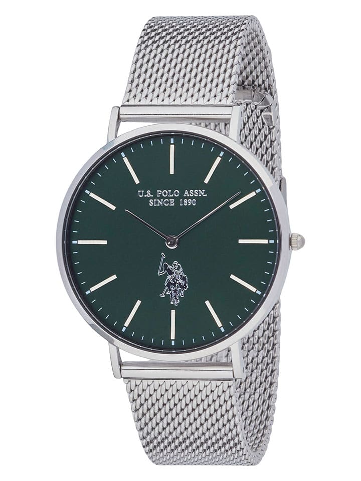 U.S. Polo Assn. Zegarek kwarcowy w kolorze srebrno-ciemnozielonym rozmiar: onesize