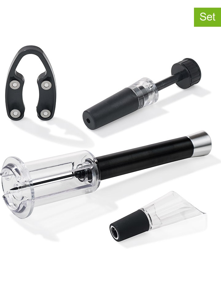 Genius 4-częściowy zestaw akcesoriów w kolorze czarnym do wina rozmiar: onesize