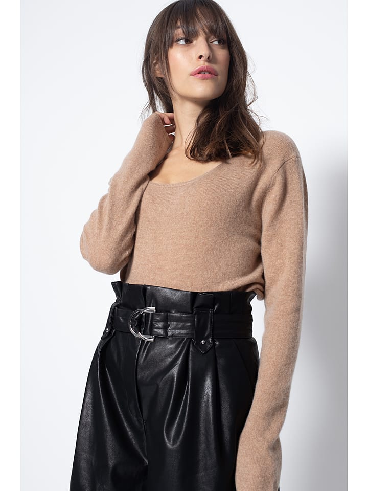 AUTHENTIC CASHMERE Kaszmirowy sweter "Lanfon" w kolorze beżowym rozmiar: M