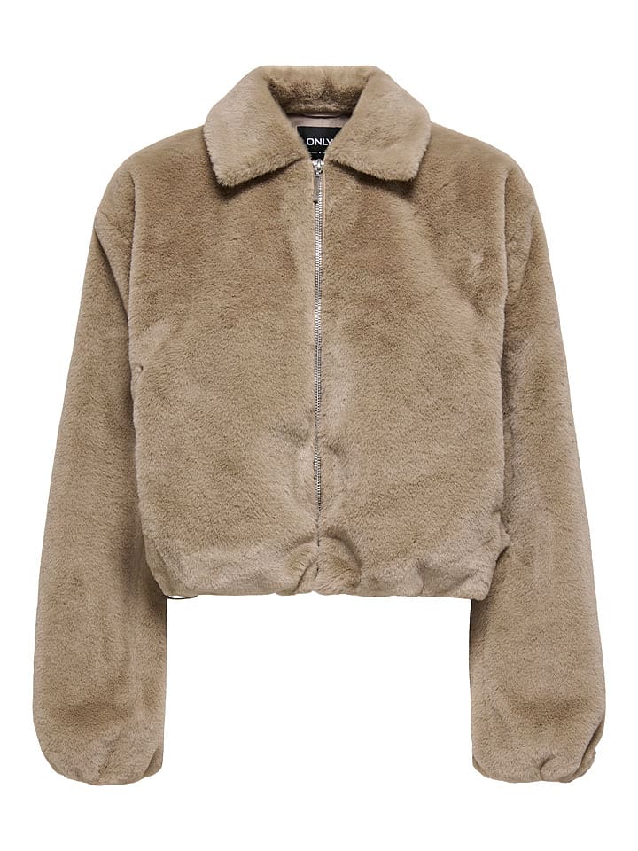 ONLY Kurtka "ONLDANA" w kolorze beżowym ze sztucznego futerka rozmiar: L