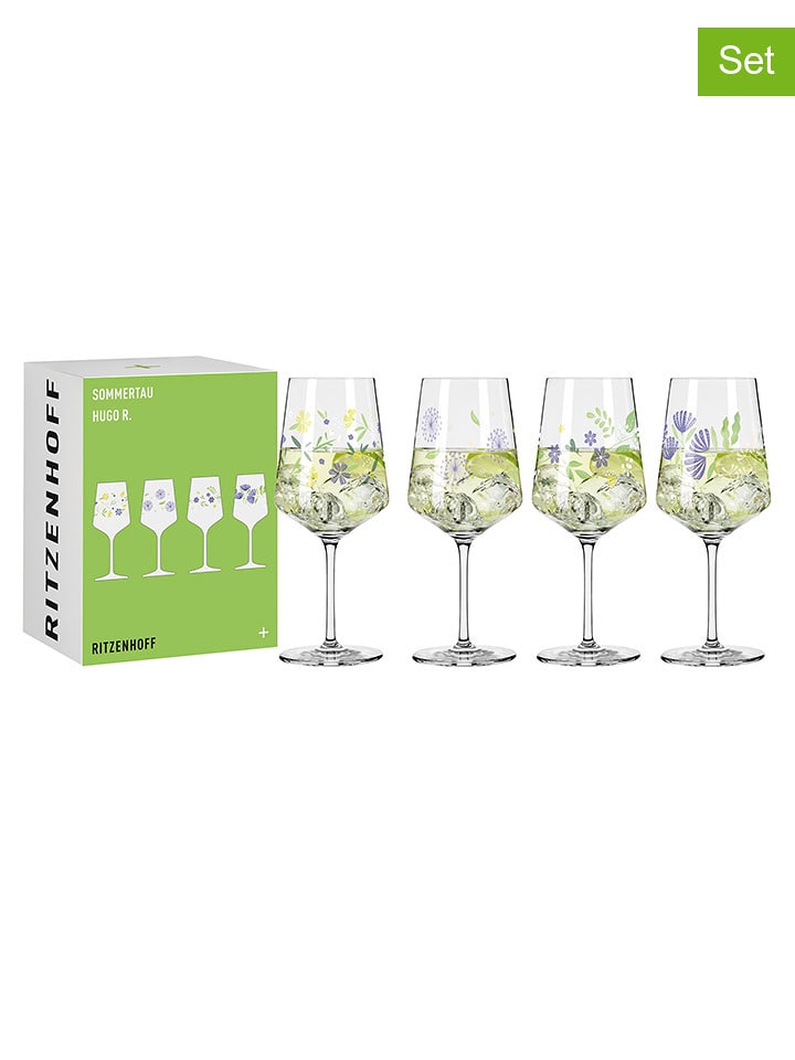 RITZENHOFF Kieliszki (4 szt.) ze wzorem "Sommertau" do koktajli - 544 ml rozmiar: onesize