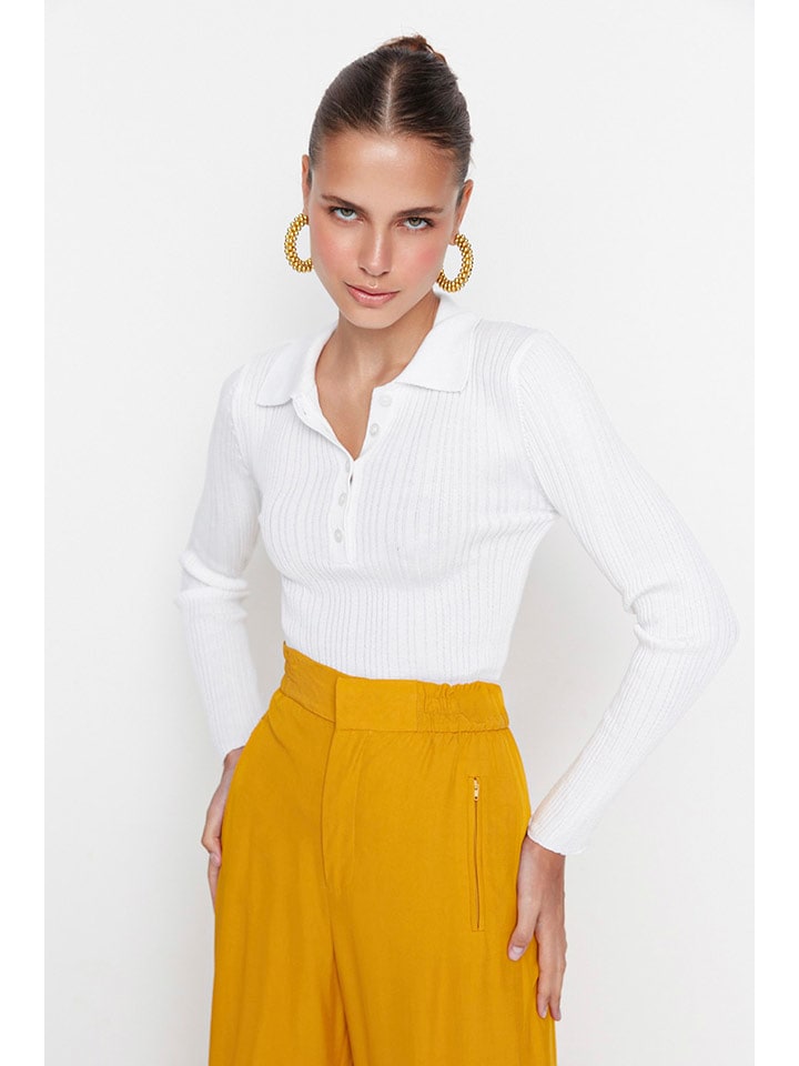 trendyol Koszulka polo w kolorze białym rozmiar: S