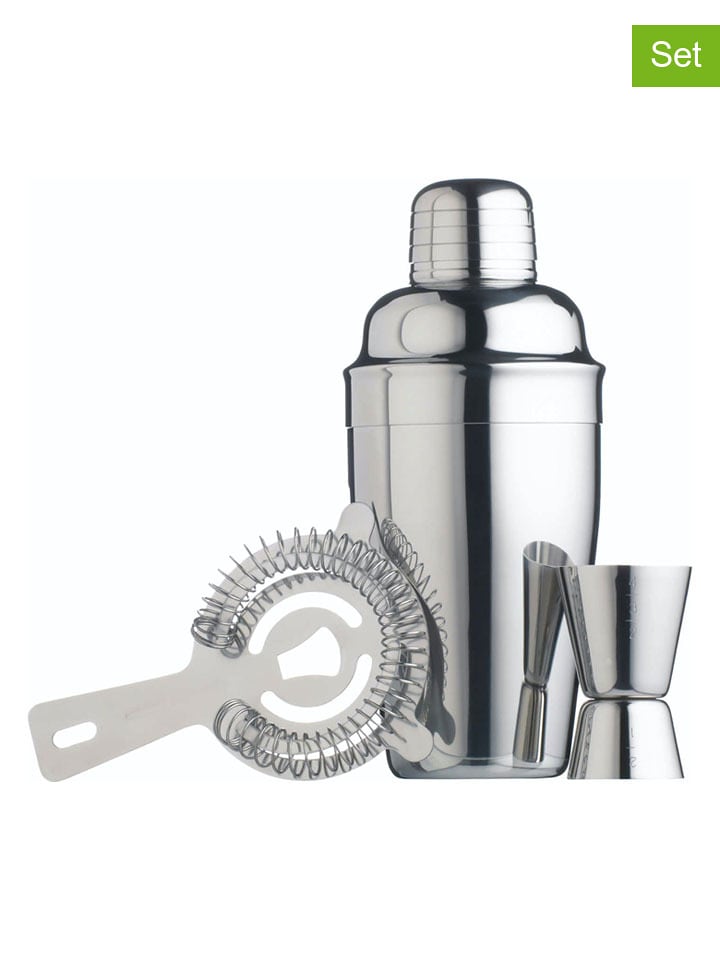 BarCraft 3-częściowy zestaw w kolorze srebrnym do koktajli rozmiar: onesize