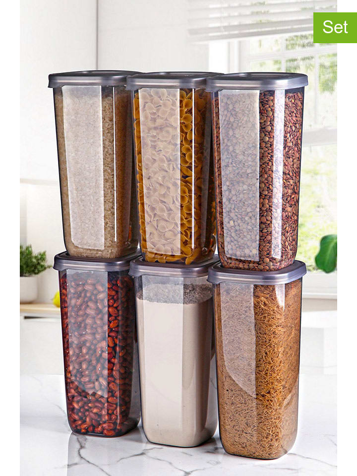 Violeta Home Pojemniki (6 szt.) w kolorze antracytowym - 23 x 43,5 x 12 cm rozmiar: onesize