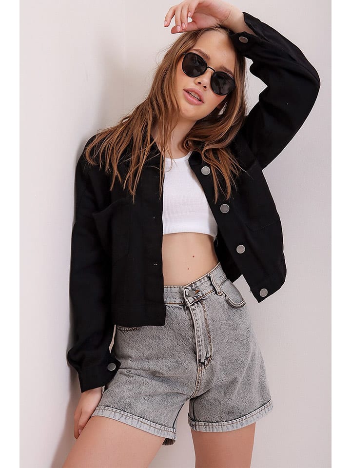 Trend Alaçatı Stili Kurtka dżinsowa w kolorze czarnym rozmiar: S