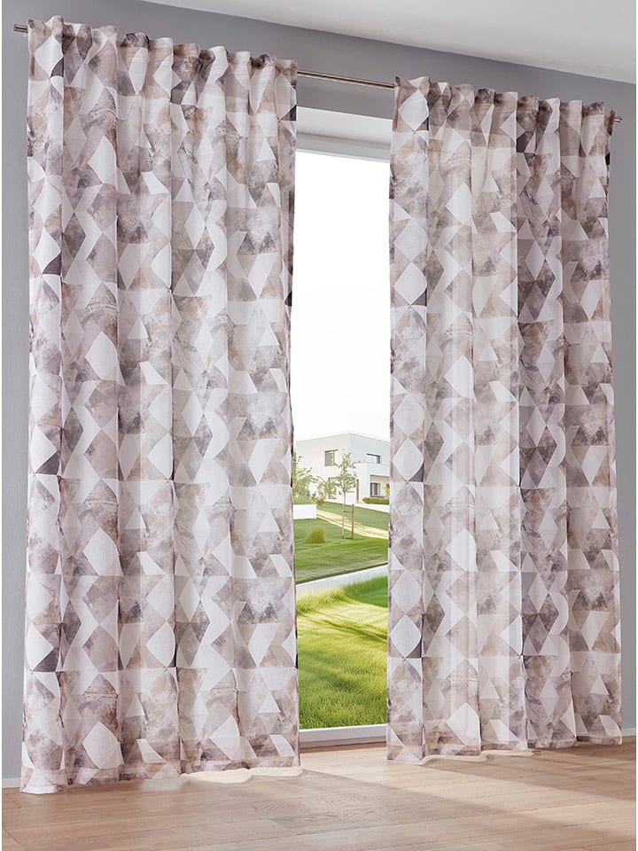 heine home Firanka dekoracyjna w kolorze biało-beżowo-brązowym rozmiar: 175x135 cm