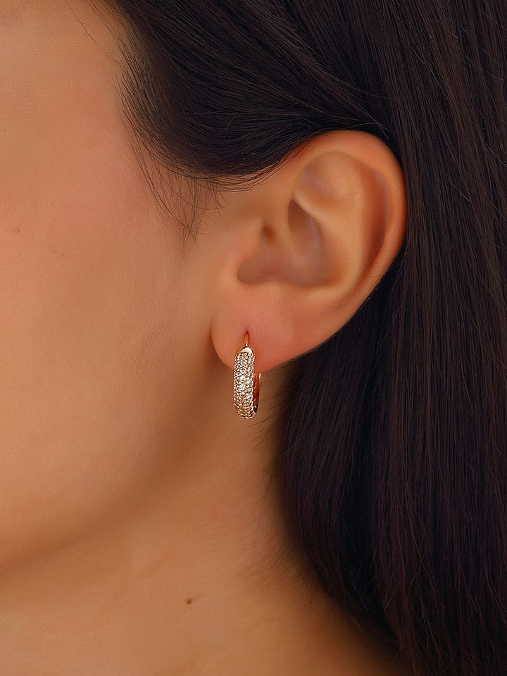 Nakkash Pozłacane kolczyki-kreole z cyrkoniami rozmiar: onesize