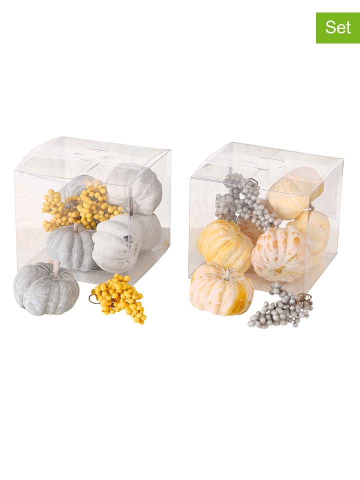 Boltze Dekoracyjne figurki (18 szt.) w kolorze szaro-żółtym - 6 x 7 cm rozmiar: onesize