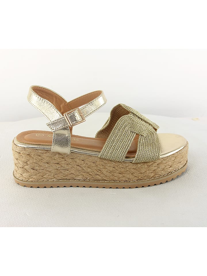 Sixth Sens Sandały w kolorze złotym na koturnie rozmiar: 40