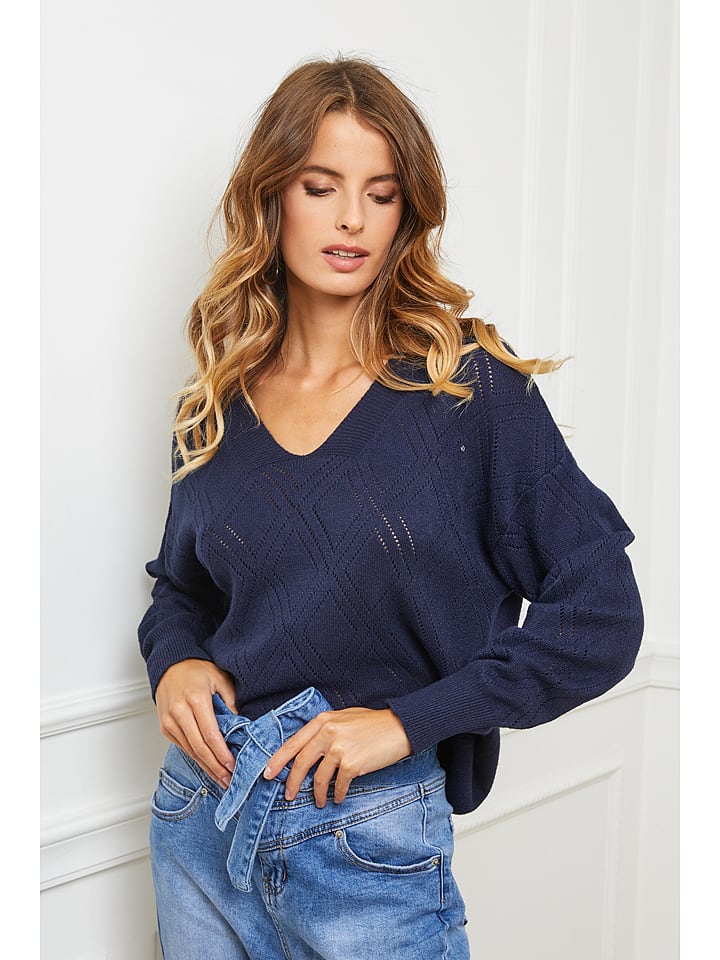 Joséfine Sweter "Cetif" w kolorze granatowym rozmiar: XL