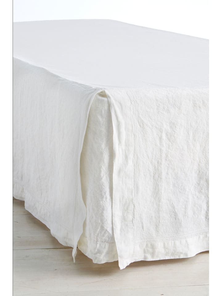 Ellos Home Lniana falbana "Elmira" w kolorze białym na łóżko rozmiar: 90x200 cm