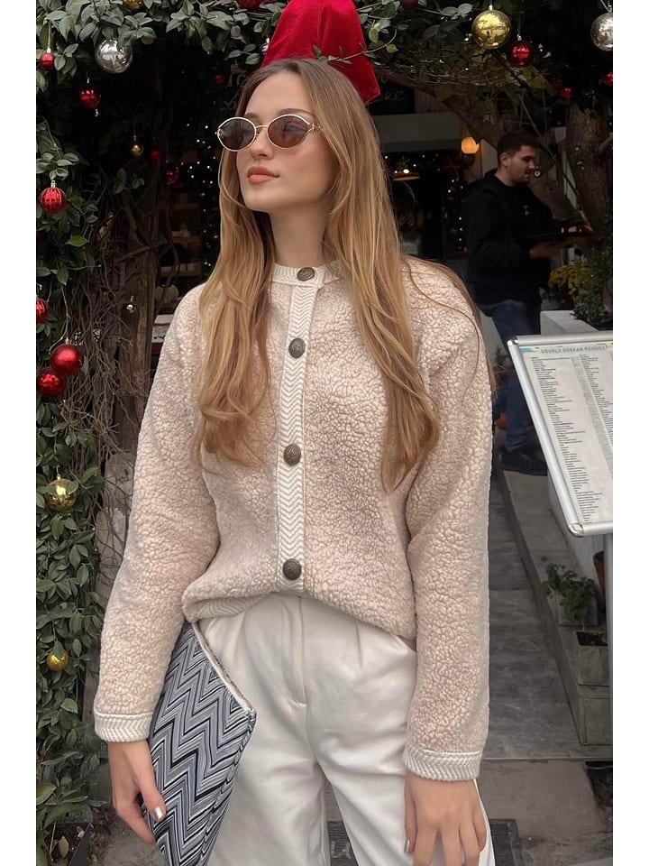 Happiness Istanbul Kardigan w kolorze beżowym rozmiar: S