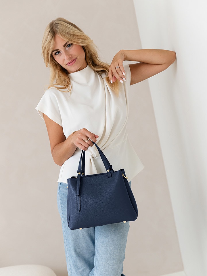 Lia Biassoni Skórzana torebka "Bardine" w kolorze granatowym - 28 x 21 x 15 cm rozmiar: onesize