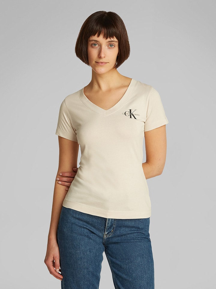 CALVIN KLEIN JEANS Koszulka w kolorze kremowym rozmiar: XL